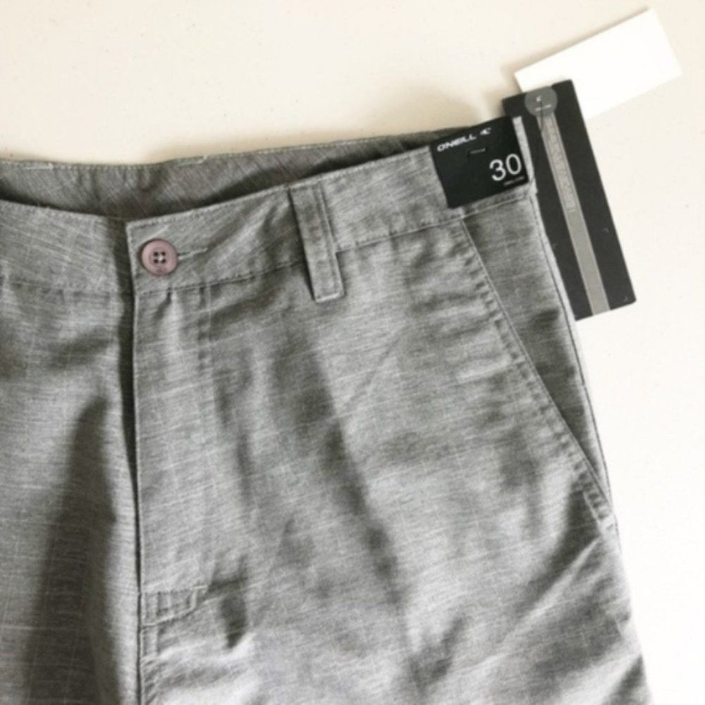 O’Neill Leer Gray Relaxed Flat Front Shorts Sz 30 - Picture 4 of 7